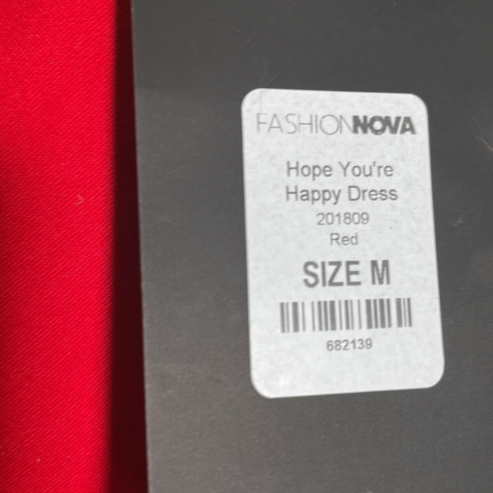 𝙁𝙍𝙀𝙀 🅽🅴🆆 Fashion Nova Hope You’re Happy Dress, asymmetrical red midi, M - Picture 5 of 14